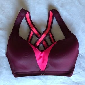 VSX Sport Bra, Burgundy and Pink, 34DD
